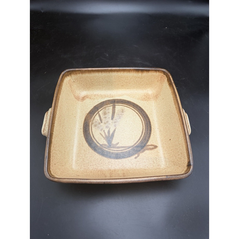 Vintage Reynolds Pottery Square Stoneware Baker Casserole Dish w/ Handles